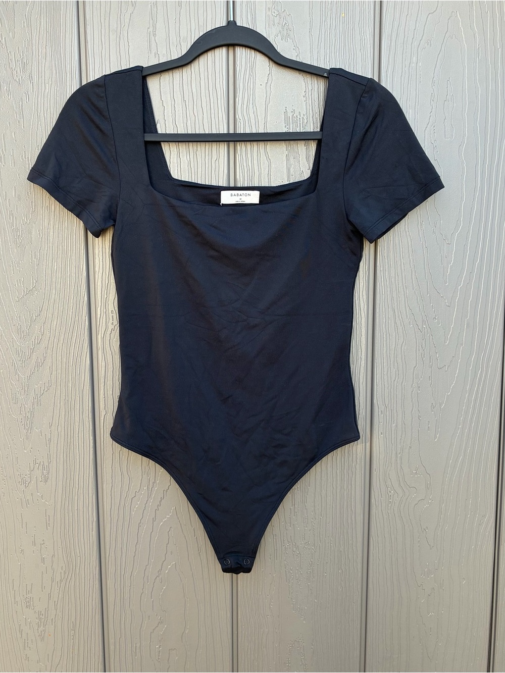 Aritzia Babaton Black Bodysuit Size Medium Square Neck Elevated Basic Minimalist